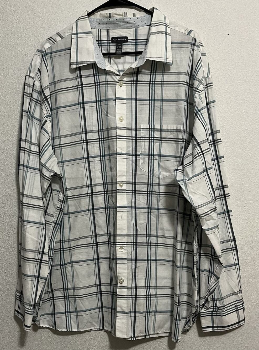 Van Heusen Men's Plaid Long Sleeve Button-Up Shirt Big & Tall 2XLT